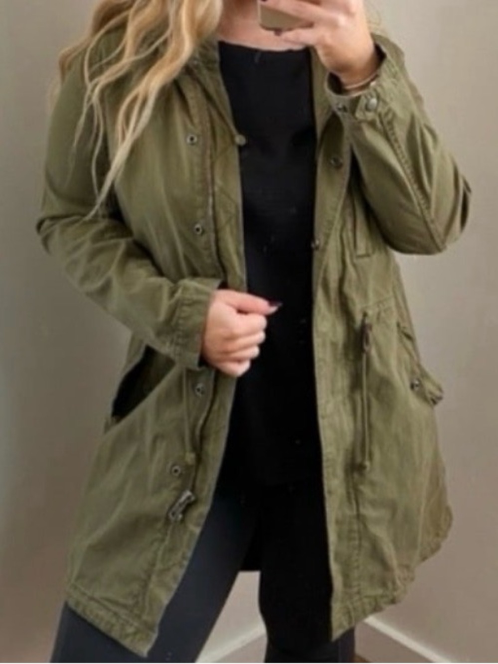 BDG Olive Green Utility Jacket with Drawstring Waist